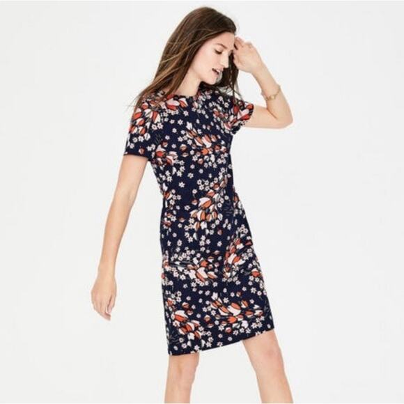 Boden Blue&Orange Harriet Floral Sheath Dress Sz.10L - Picture 1 of 16